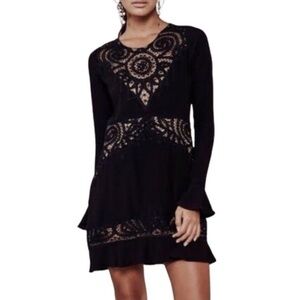 For Love and Lemons Valentina Long Sleeve Mini Dress Black